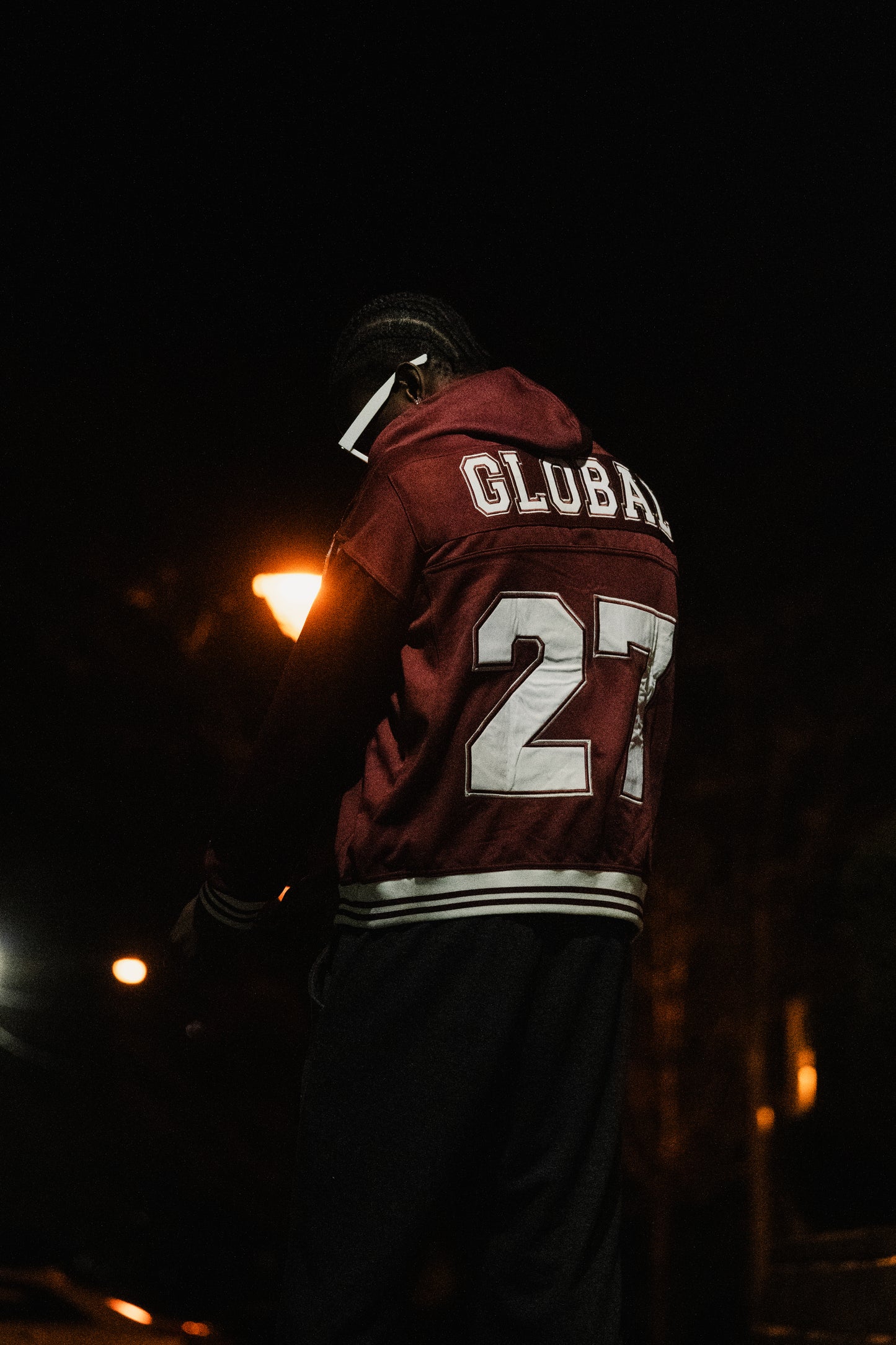 Football Zip Up Hooded Sweatshirt Maroon