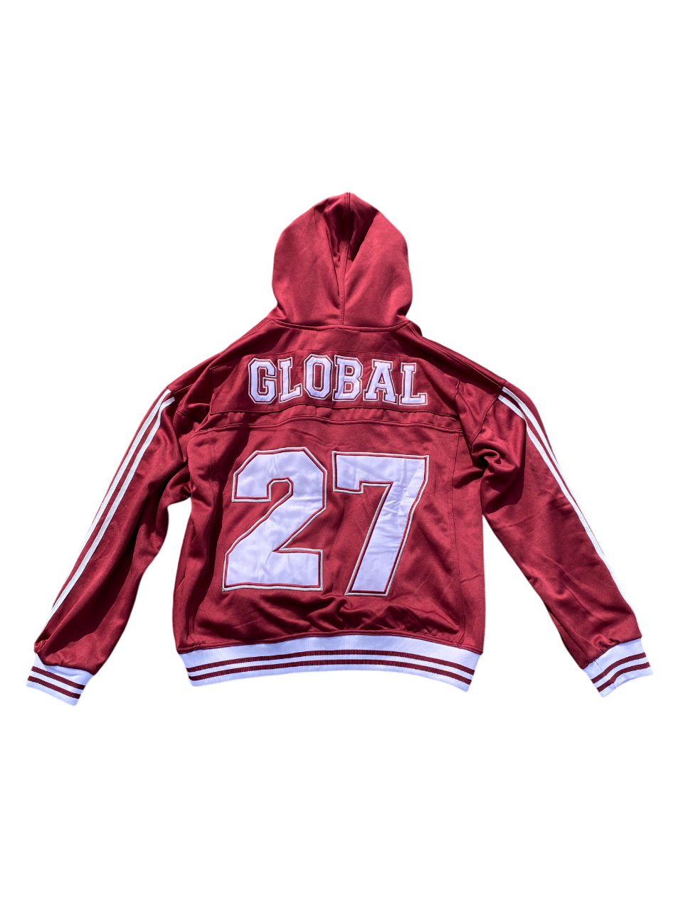 Football Zip Up Hooded Sweatshirt Maroon